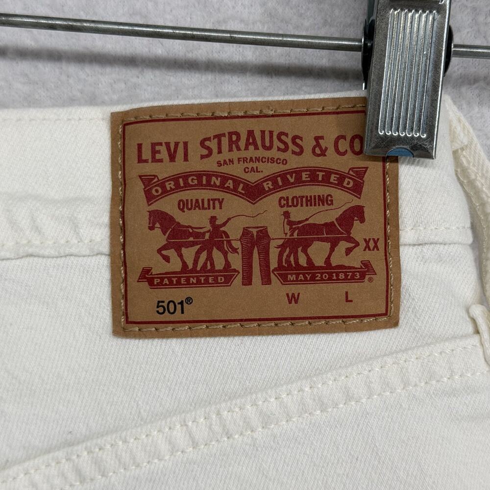 LEVIS Shorts Womens 28 501 Cut Off 3" Frayed Button Fly Denim Cotton White - Picture 6 of 14